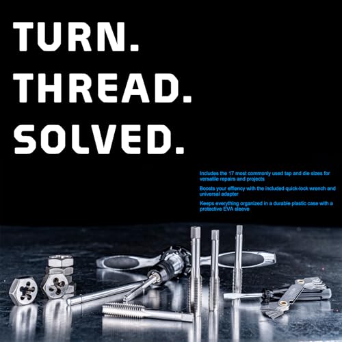 ROTATION 39-Piece Metric Tap and Die Set, M3-M12 Thread Repair Kit - style: Metric