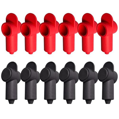 Ampper Silicone 1/4", 5/16" Stud Terminal Cover Fit 16-6 Gauge, R&B 12 Pc - color: Red & Black, size: 1/4" & 5/16" Stud S