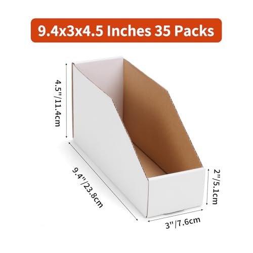 ZBEIVAN Cardboard Storage Bins Boxes 35 Packs 9.4x3x4.5 Inches, Easy Assembly Pantry Organizer Bins for Shelf, White - color: White, size: 9.4x3x4.5 inch