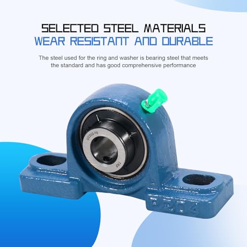 UCP202-10 Pillow Block Bearing,5/8" Bore Mounted Pillow Bearing Cast Iron Base -Self Aligning Chrome Bearing,2 Pcs - style: UCP202-10
