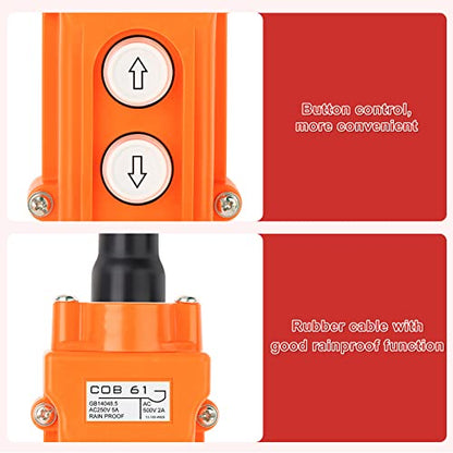5Pcs Rainproof Crane Push Button Switch, COB61-UP-DOWN Crane Pendant Control Station Push Button Switch with Rubber Cable Barrel - size: 5