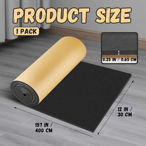 1 Pc 157 x 16 x 1/4 Inch Large Closed Cell Foam, Marine Foam Roll, Black - size: 157 x 16 x 1/4 Inch