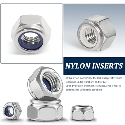 SAE & Metric Nylon Lock Nut Assortment Kit 348Pcs Stainless Steel - size: SAE and Metric Locknuts, 348 Pcs