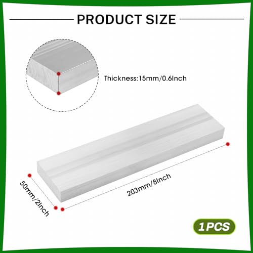 6061 Aluminum Flat Bar, 0.6" Thickness X 2" Width X 8" Length Aluminum Flat Plate, Solid Aluminum Bar for Crafting, Industrial Building - size: 0.6" X 2" X 8"