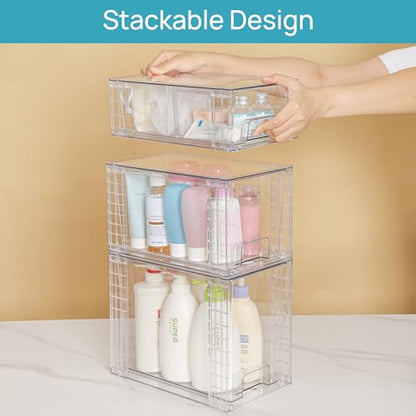 Vtopmart Clear Stackable Storage Drawers, 6 Pack Tall Organizer Set - style: 2 Large+2 Medium+2 Small