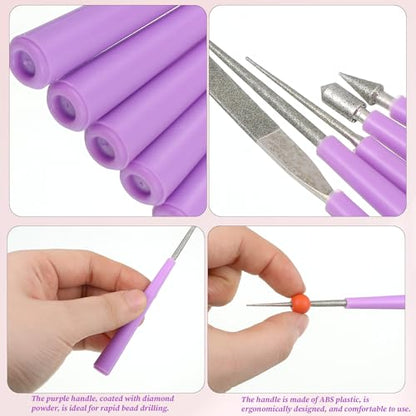 5 PCS Bead Reamer for Jewelry Making, Bead Reamer Hole Enlarger Tool for Glass Plastic Metal Wood Beads, Remove Burrs Smooth Edges