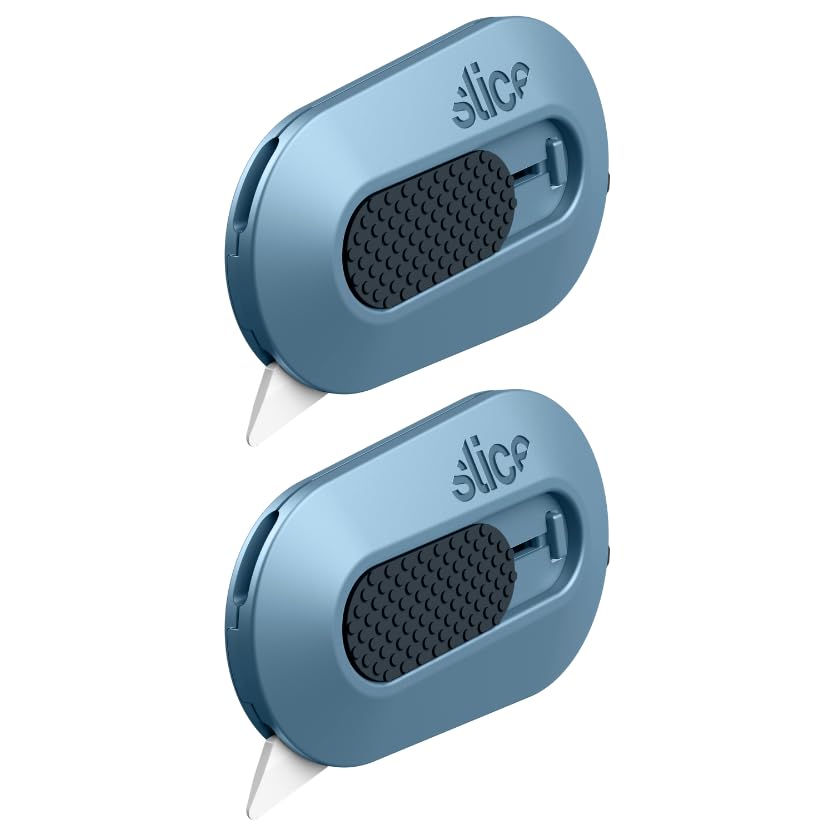 Slice Mini Box Cutter | Manual Retracting | Safe Ceramic Box Cutter Lasting 11x Longer than Metal | Box Opener | 2 Pack | Slate - color: Slate, size: 2 Pack