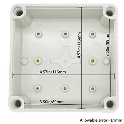 Zulkit Junction Box ABS Plastic Dustproof Waterproof IP67 Junction Boxes Universal Electrical Project Enclosure DIY Electronic Project Box Grey 4.92 x 4.92 x 2.95 inch (125 x 125 x 75 mm) - size: 4.92" x 4.92" x 2.95"