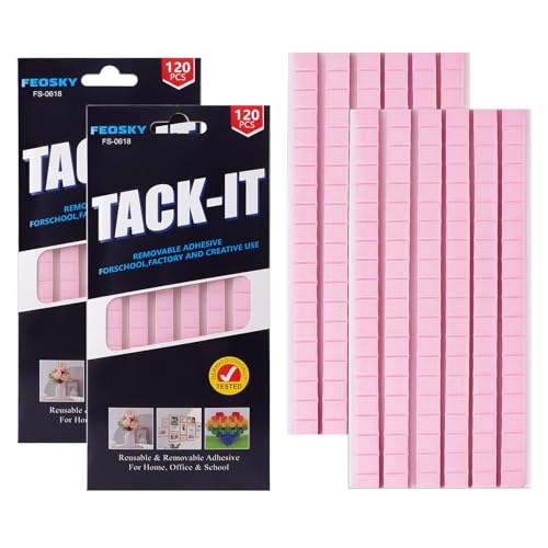 Feosky Adhesive Poster Sticky Tack Putty, Reusable and Removable Adhesive Putty, Mounting Putty for displaying Wall Paintings, Picture, Decoration, Crafts (Pink,Pack of 2) - color: Pink, size: 2Pack