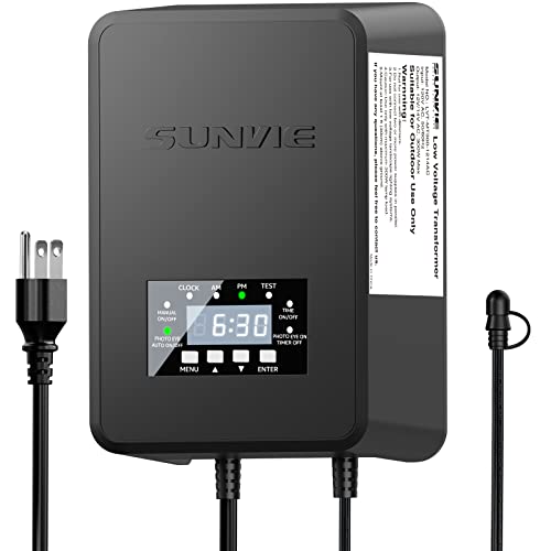 SUNVIE 300W Low Voltage Transformer Outdoor with Timer & Photocell Sensor