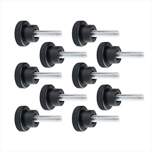 POWERTEC 71610 15mm Screw On Round Knobs, Black, M4 x 15mm Male Thread Knurled Knob for Clamping – 10 Pack - style: M4x15, Round