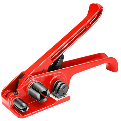Heavy Duty Banding Strapping Tensioner & Cutter Manual Packaging Tools Windlass for 1/2"-3/4" Width Polyester Poly Strap(red) - color: PET red, size: 1/2-3/4in