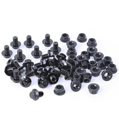 Minho M8-1.25 x 12mm Flange Head Bolts in Carbon Steel Material,Flange Hexagon Screws Come with Flange Nuts,Black Oxide Finish Plated,Full Thread, 25 Sets - size: M8-1.25*12
