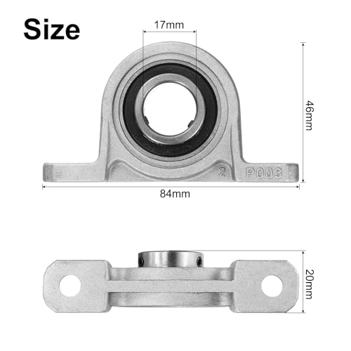 uxcell 4pcs KP003 Pillow Block Bearings 17mm Bore Bearing Units Zinc Alloy Flange Mounted Bearing Housing, P6(ABEC3) - size: KP003