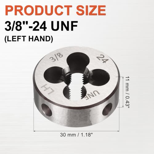 3/8"-24 UNF Round Threading Die Left Hand Alloy Steel - size: 3/8"-24 UNF