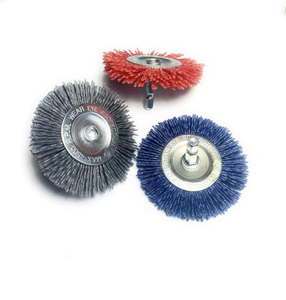 Signi 12 Pack Nylon Bristle Filament Abrasive Brush Drill Wheel and Cup Brush Set with 1/4 Inch Shank, Surface prep Remove Rust/Corrosion/Paint (2.5" Wheel, Hex Shank) - style: 2.5" wheel