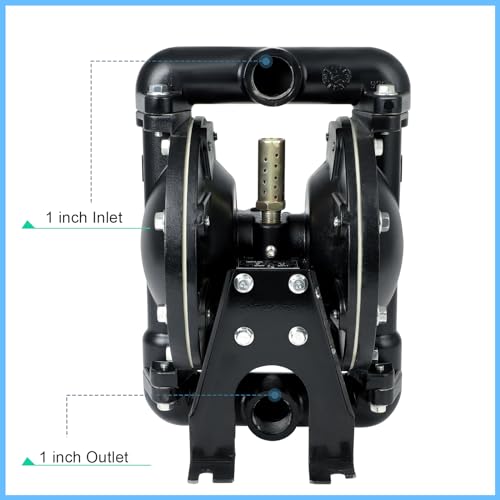 AODD Pump 1 Inch Outlet 35 GPM Air Operated Double Diaphragm Pump，QBY4-25L - color: Black, size: QBY4-25L