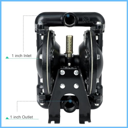 AODD Pump 1 Inch Outlet 35 GPM Air Operated Double Diaphragm Pump，QBY4-25L - color: Black, size: QBY4-25L