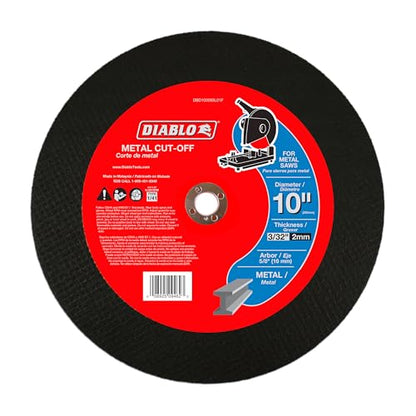 Diablo Metal Cut-Off Disc - 10" Dia, 3/32" Thick, 5/8" Arbor, 1 Hub Type