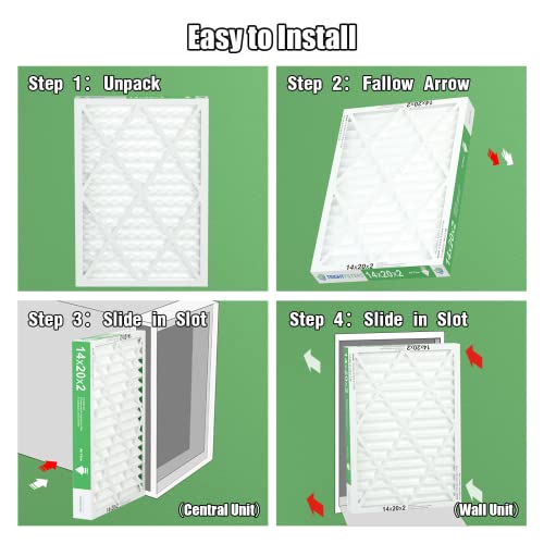 14x20x2 Air Filter TRIGHTFILTERS, Durable MERV 8 Pleated Home HVAC AC Furnace Heater Filters Replacement, Lightweight Compact Air Conditioner Filters 4 Pack - size: 19.6" x 13.6" x 1.8"