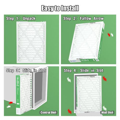 14x20x2 Air Filter TRIGHTFILTERS, Durable MERV 8 Pleated Home HVAC AC Furnace Heater Filters Replacement, Lightweight Compact Air Conditioner Filters 4 Pack - size: 19.6" x 13.6" x 1.8"