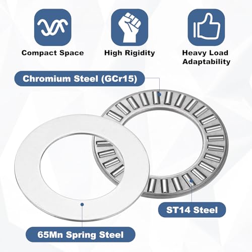 uxcell 4 Sets NTA1220 Thrust Needle Roller Bearings with Washers, ID 3/4" - size: NTA1220+2TWA, 3/4"x1-1/4"x4"