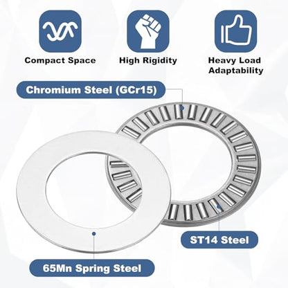 uxcell 4 Sets NTA1220 Thrust Needle Roller Bearings with Washers, ID 3/4" - size: NTA1220+2TWA, 3/4"x1-1/4"x4"