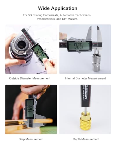 Digital Caliper, 6 Inch Rechargeable & Power Indicator Caliper Measuring Tool - 0.01mm Accuracy, Large LCD Vernier Calipers - IP54 & Full Stainless Steel, MM/Inch/F for Wood Working, DIY，3D - size: 6"-USB‑C