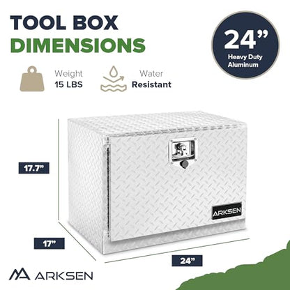 ARKSEN 24" x 17" x 18" Underbody Tool Box, Heavy Duty Storage Chest,Silver - color: Silver, size: 24-inch