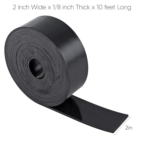 Neoprene Rubber Sheet -1/8 Inch Thick x 2 Inch Wide x 10 Feet Long Neoprene Rubber Strips Rolls for DIY Gaskets, Pads, Seals, Crafts, Flooring, Cushioning of Anti-Vibration, Anti-Slip - size: W:2In x T: 1/8In x L: 10Ft