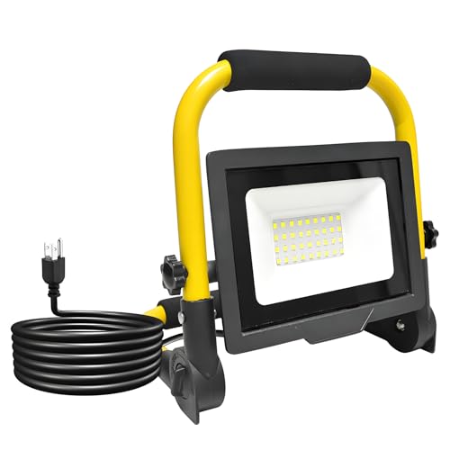 SKYWORLD Adjustable Portable 30W LED Work Light Super Bright LED Flood Lights Adjustable Angle Working Lights for Workshop, Garage, 10 Ft Power Cord - size: 30W