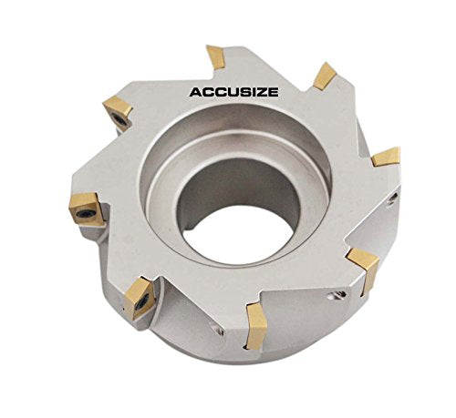 Accusize Industrial Tools 4" x 1-1/2" 90 Deg Square Shoulder Indexable Face Mill with APKT1604 Carbide Inserts Installed, Nickel Plated Body, 4508-0020B - size: 4 in, style: no holder