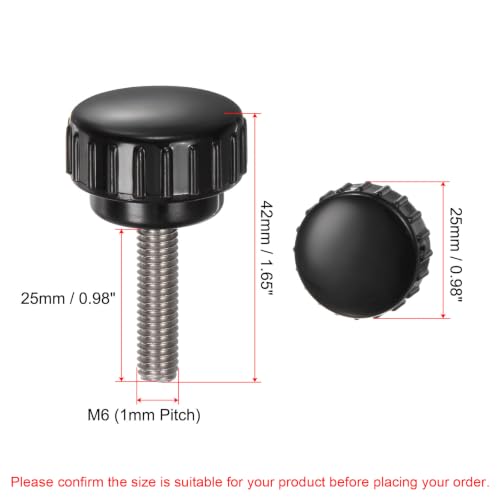 uxcell 4pcs Knurled Clamping Knobs M6 x 25mm Metric 304 Stainless Steel Male Thread Thumb Screw on Type 25mm Plastic Round Head Threaded Hand Bolt Stud Knobs Black - size: M6 x 25mm x 25mm