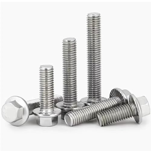 M8-1.25 x 35mm Flanged Hex Head Bolts Flange Hexagon Screws, Stainless Steel 18-8 (304), Plain Finish，15PCS - size: M8x35, style: Flange Head