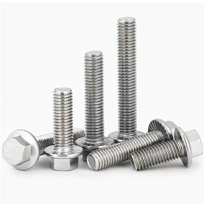 M8-1.25 x 40mm Flanged Hex Head Bolts Flange Hexagon Screws, Stainless Steel 18-8 (304), Plain Finish，15PCS - size: M8x40, style: Flange Head