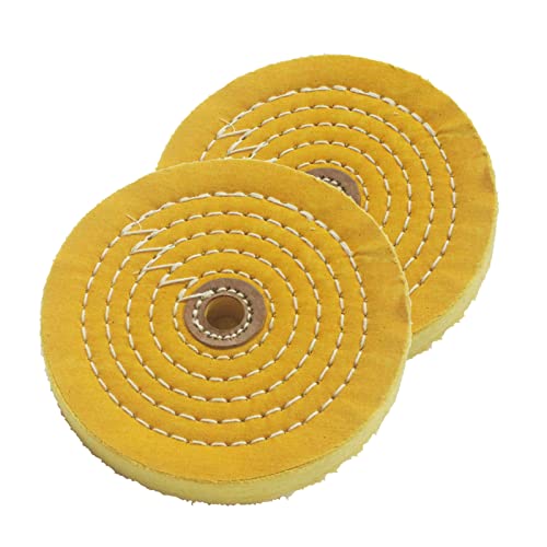 2 Pcs 6" Extra Thick Cotton Buffing Wheel, 5/8" Arbor Hole - style: 6 In Buffing Wheel(2 Pcs Yellow)