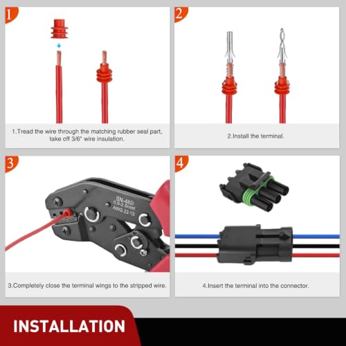 Nilight 284PCS 1 2 3 4 Pin Waterproof Automotive Electrical Connector Kit - size: 1/2/3/4Pin Spark Plug Connector 284PCS