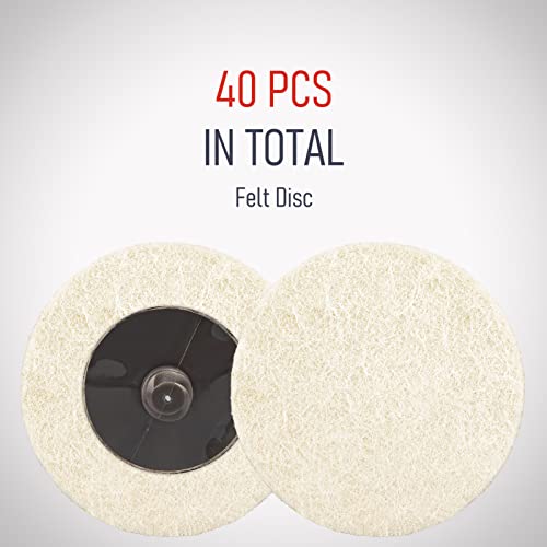 40 Pcs 2 Inch Wool Disc, Premium Compress Wool, Cleaning & Polishing, on Metal Polishing, 1 Pc Holder Include - style: Wool Disc