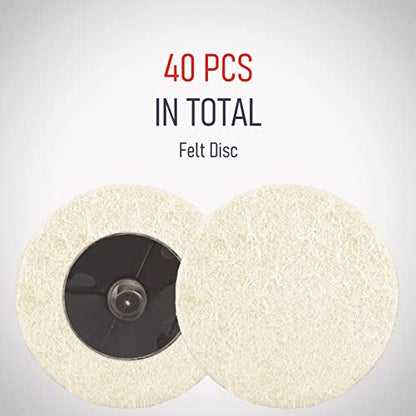 40 Pcs 2 Inch Wool Disc, Premium Compress Wool, Cleaning & Polishing, on Metal Polishing, 1 Pc Holder Include - style: Wool Disc