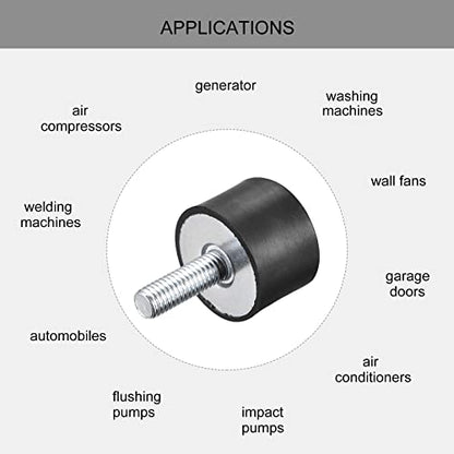 uxcell Rubber Mounts 8pcs M8 Male/Female Vibration Isolator Shock Absorber, for Garage Motor Air Compressor Car Boat Bobbins, D30xH20mm - size: M8x30mmx20mm