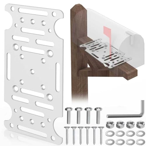 Mailbox Mounting Bracket, Heavy-Duty Plate for Post Mount Mailboxes, White - size: White