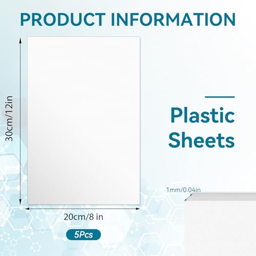 5 Pack White Plastic Sheets 8x12x0.04in Flexible High Tensile Plastic Sheets Hard Plastic Panel for DIY Materials Handicrafts Home Decoration - size: 8x12x0.04in