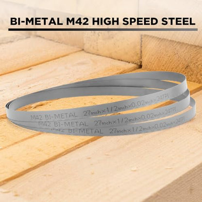 27 Inch Bandsaw Blades 24 TPI for Milwauk* and D*Walt Portable Band Saw Blade,27" x 1/2" x.020, 3-Pack - size: 27 Inch