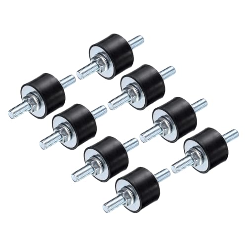 uxcell 4pcs M8x23mm Rubber Isolator Mounts with Studs 30x20mm Male Vibration Shock Absorber Zinc Plated Cylindrical Thread Mounts Anti Vibration Isolators with 8pcs M8 Lock Nuts - size: VV-D30*H20, M8*23
