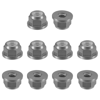 uxcell Nylon Insert Hex Lock Nuts, 10pcs - M2.5 x 0.45mm Aluminum Alloy Self-Locking Nut, Anodizing Flange Lock Nut for Fasteners(Titanium Gray) - size: M2.5 x 0.45mm
