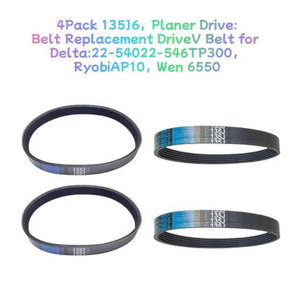 4 Pack 135J6 Planer Replacement Drive Poly V Belt 135J6 for Delta 22-540 22-546 TP300, Ryobi AP10, Wen 6550 - color: 4 Pack 135j6 Planer Drive Belt