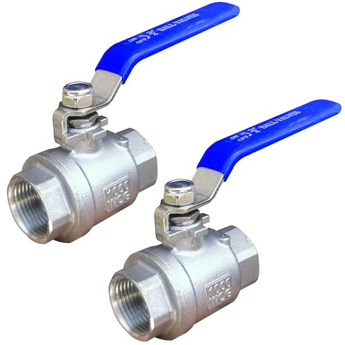 Full Port Ball Valve 3/4" NPT Heavy Duty Stainless Steel 304 For Water,Oil and Gas with Blue Handles （pack of 2） - size: 3/4"NPT, style: pack of 2