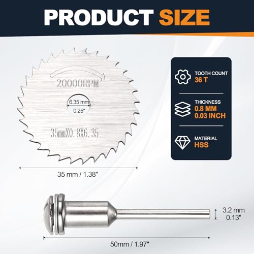 Cutting Wheel Set 2Pcs 1.38" 35mm Diameter HSS Circular Saw Blades - color: Silver, size: 1.38"(35mm) Diameter, 0.13"(3.2mm) Round Shank