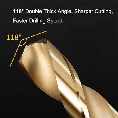 NACX 19.5mm Reduced Shank Cobalt Drill Bit, HSS 6542 High-Speed Steel Twist Drill Bits with 1/2” Shank for Metal Plastic Wood - size: 19.5mm