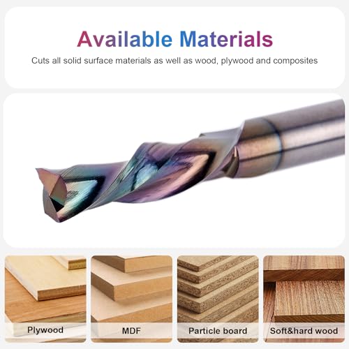 SpeTool 1/4 Inch Shank Downcut Spiral Router Bit 1/4 Inch Cutting Diameter 1 inch Cutting Length with Extra Long Life Coating CNC Router Bits End Mill for Woodwork Mortise Slot - size: 1/4" Dia - 1" CL -1/4" Shank, style: DOWN CUT